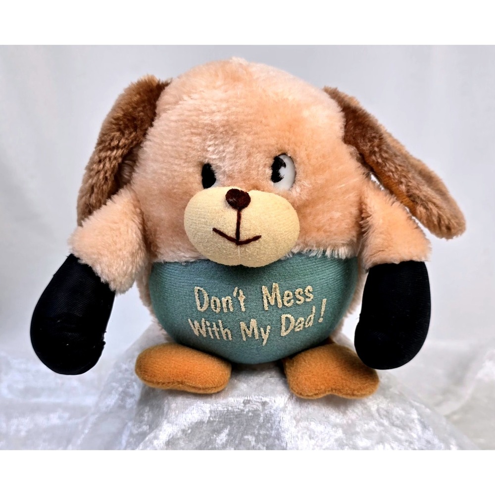 Vintage‎ Russ Luv Pets Dog 6" Plush Don't Mess With My Dad Boxing Gloves Round